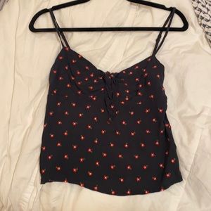 Brandy Melville Flower Embroidered Top
